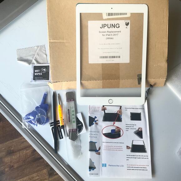 JPUNG Screen Replacement for iPad 5 2017 (White) Fit the Model No.:A1822,A1823 - Picture 1 of 4